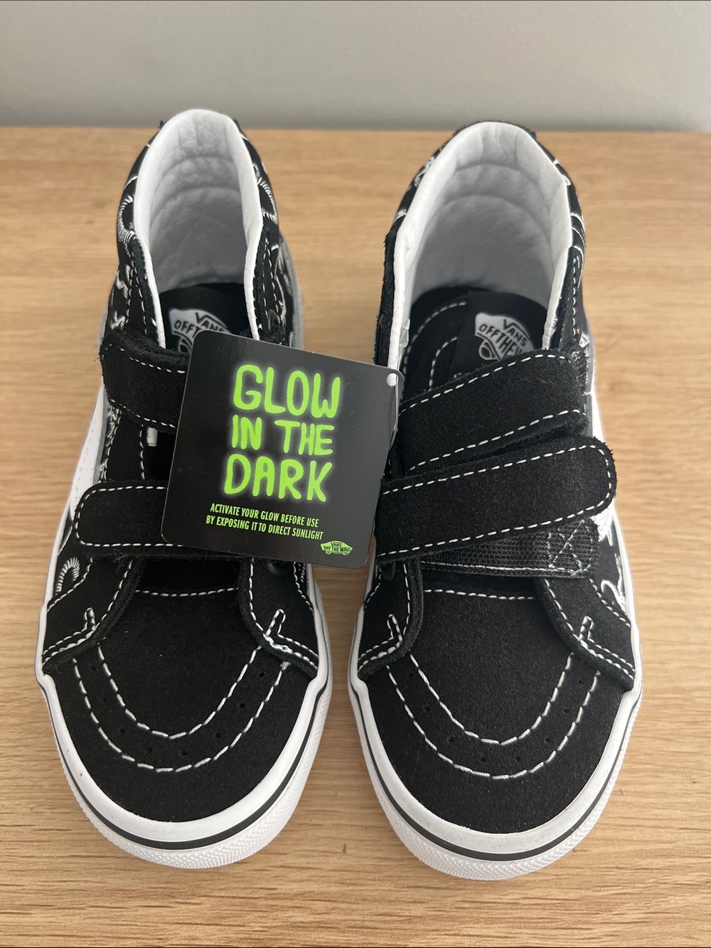 Vans Kids Black & White Velcro Skate Shoes